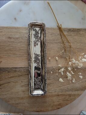 Silver Floral Metal Vanity Tray - Home Bath